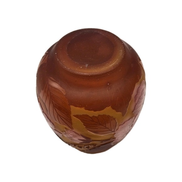Signed Gallé  Cameo Amber Glass Vase - Picture 4 of 6